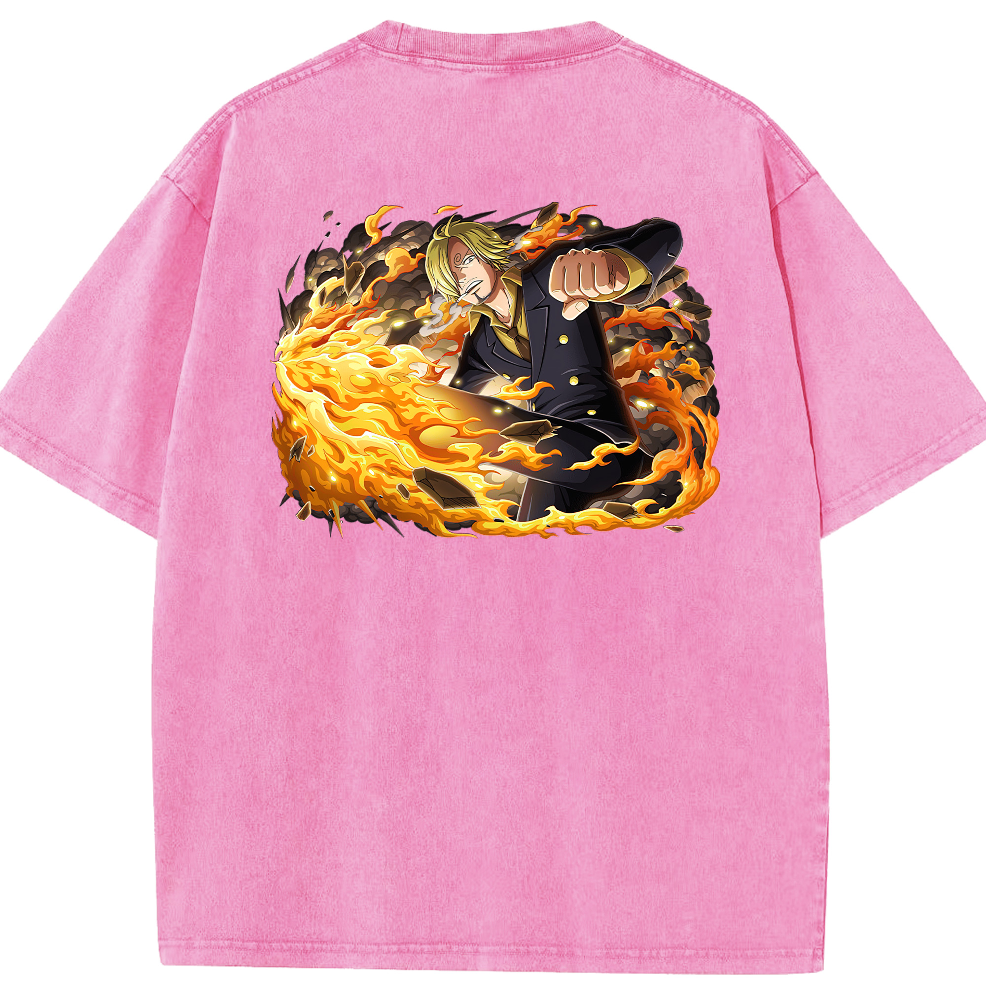 ワンピース サンジ ONE PIECE Sanji 綿100% ヴィンテージ風 半袖Tシャツ（背面プリント）